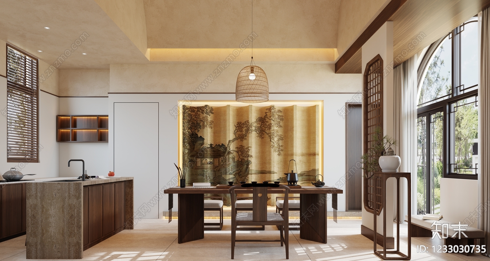 新中式宋式卧室3D模型下载【ID:1233030735】