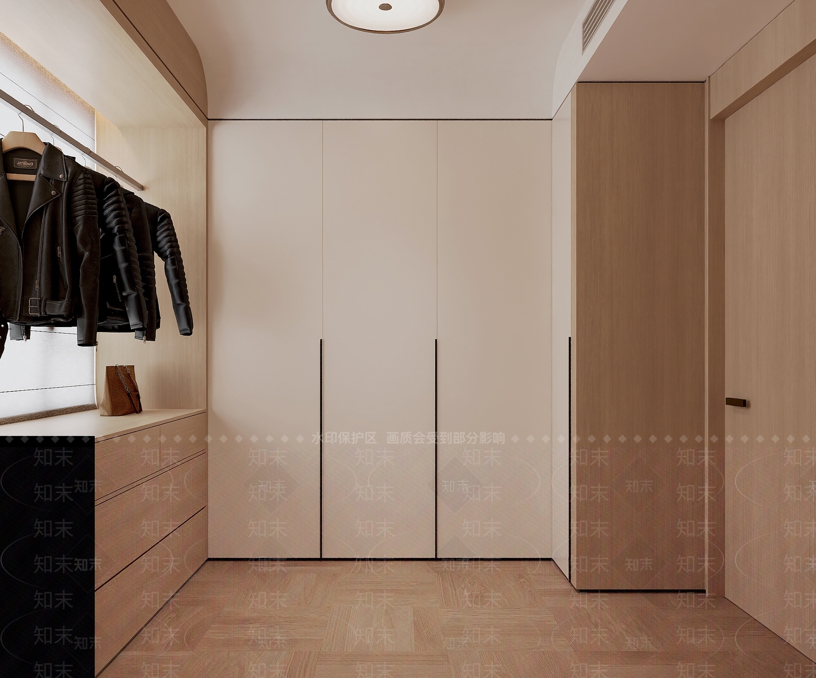 奶油风衣帽间3D模型下载【ID:1233032649】