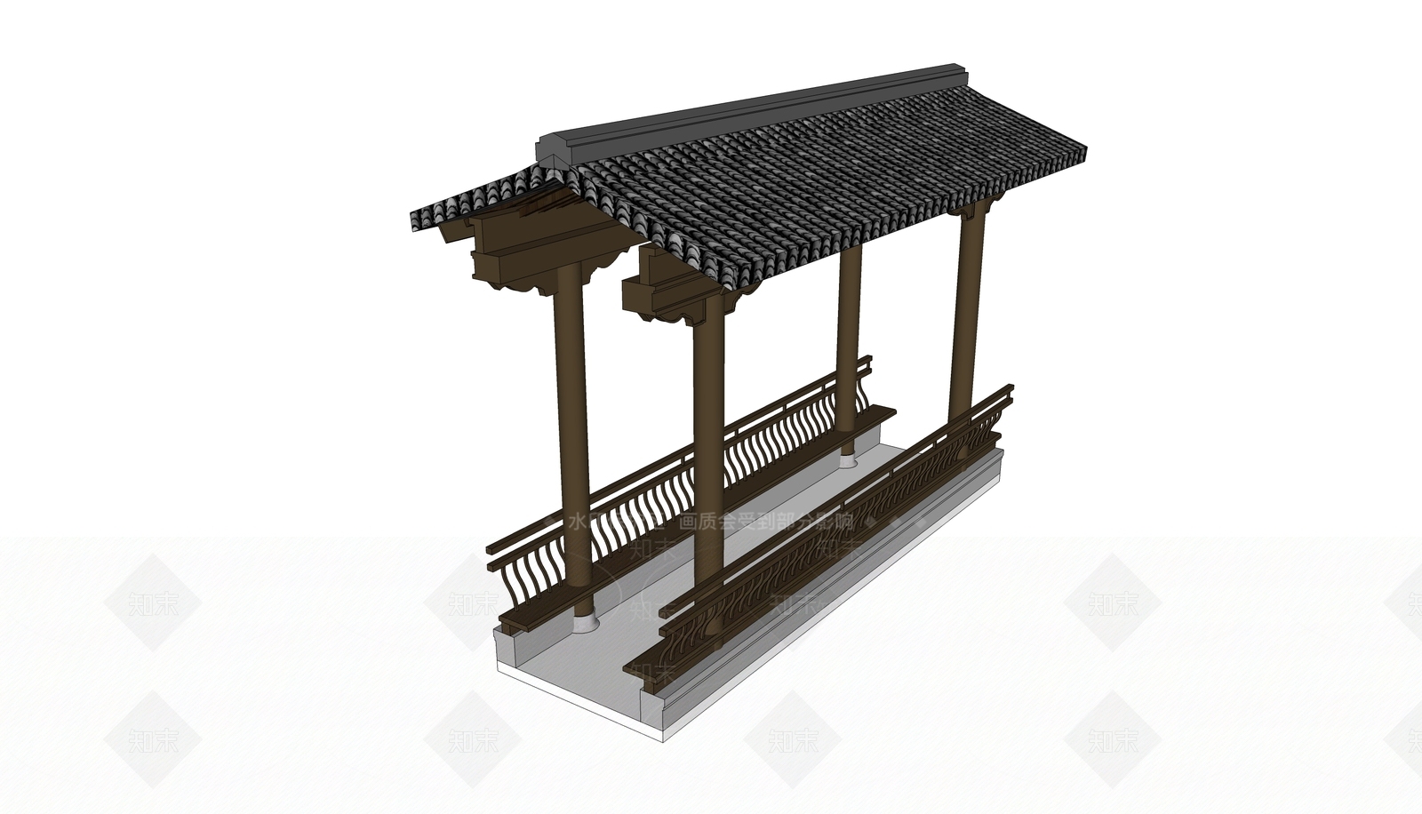 中式古建廊架SU模型草图
