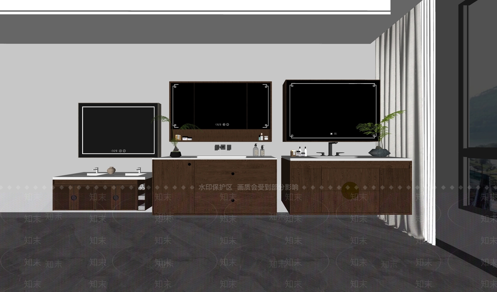 新中式浴室柜SU模型下载【ID:1233050231】