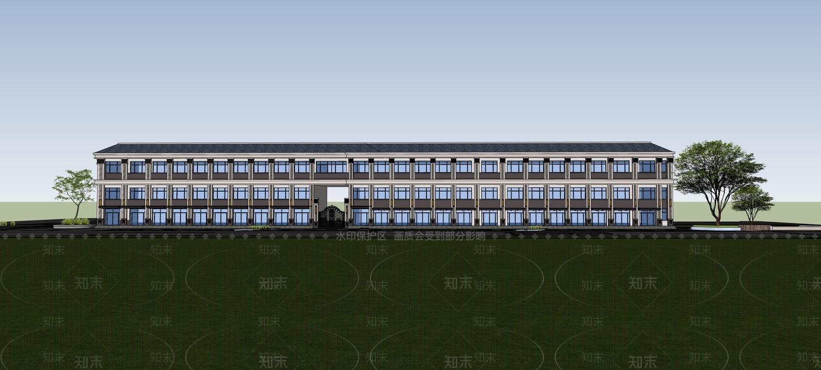 新中式小公建SU模型下载【ID:1233050605】