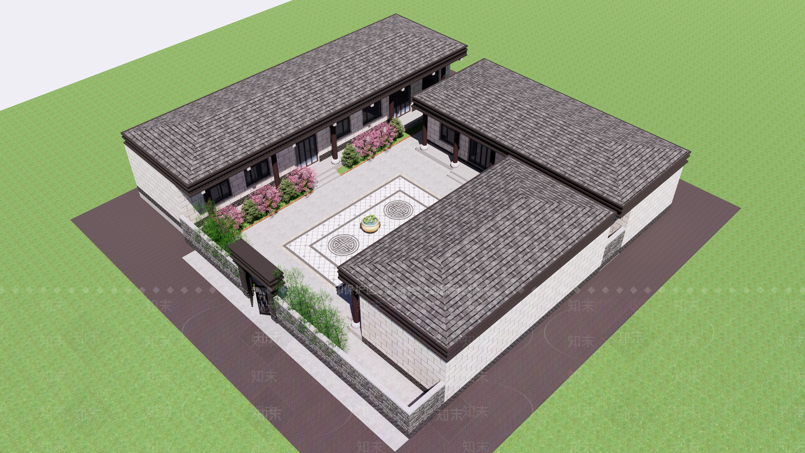 新中式四合院SU模型下载【ID:1233053817】
