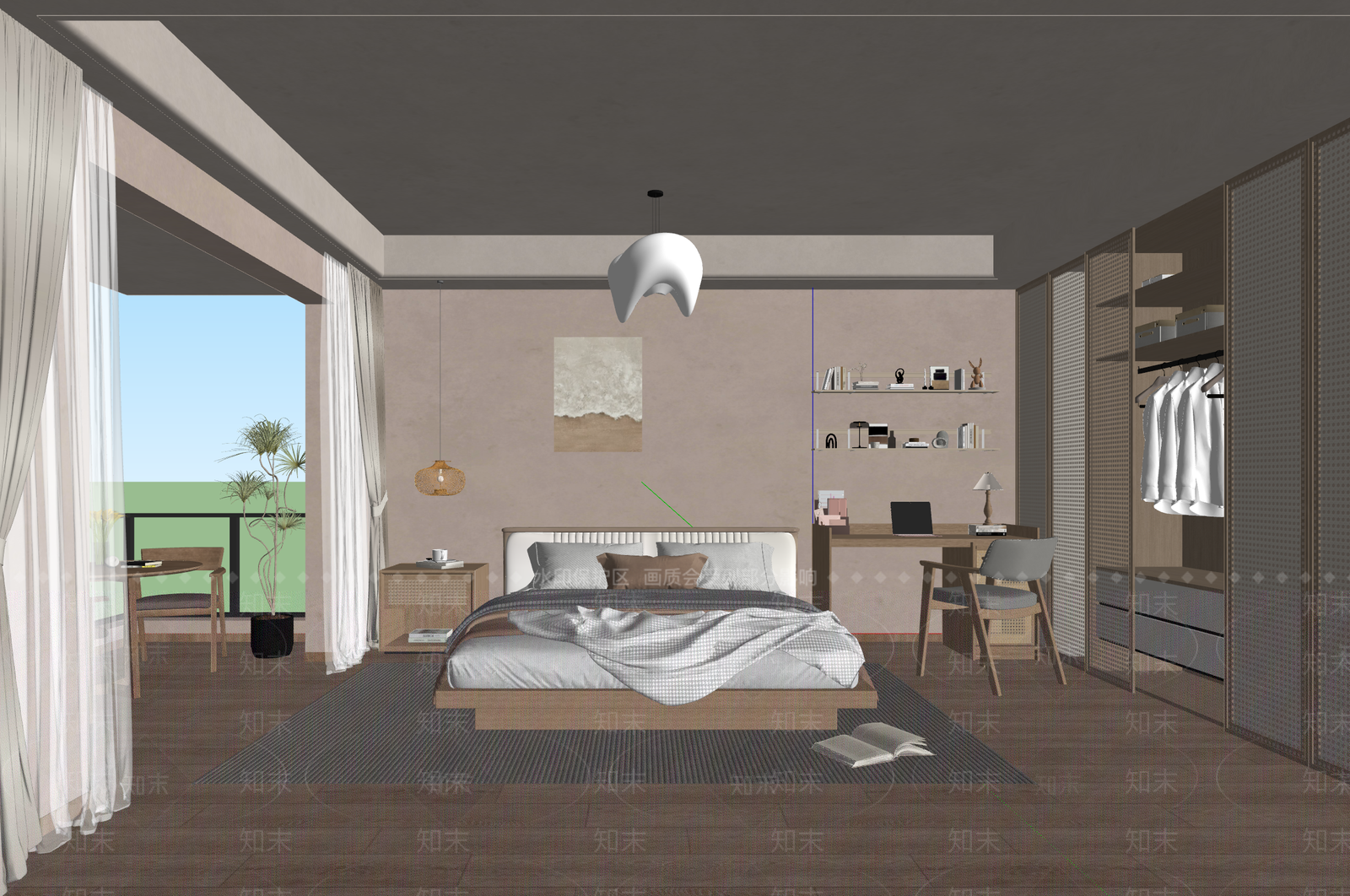 原木风家居卧室SU模型下载【ID:1233055857】