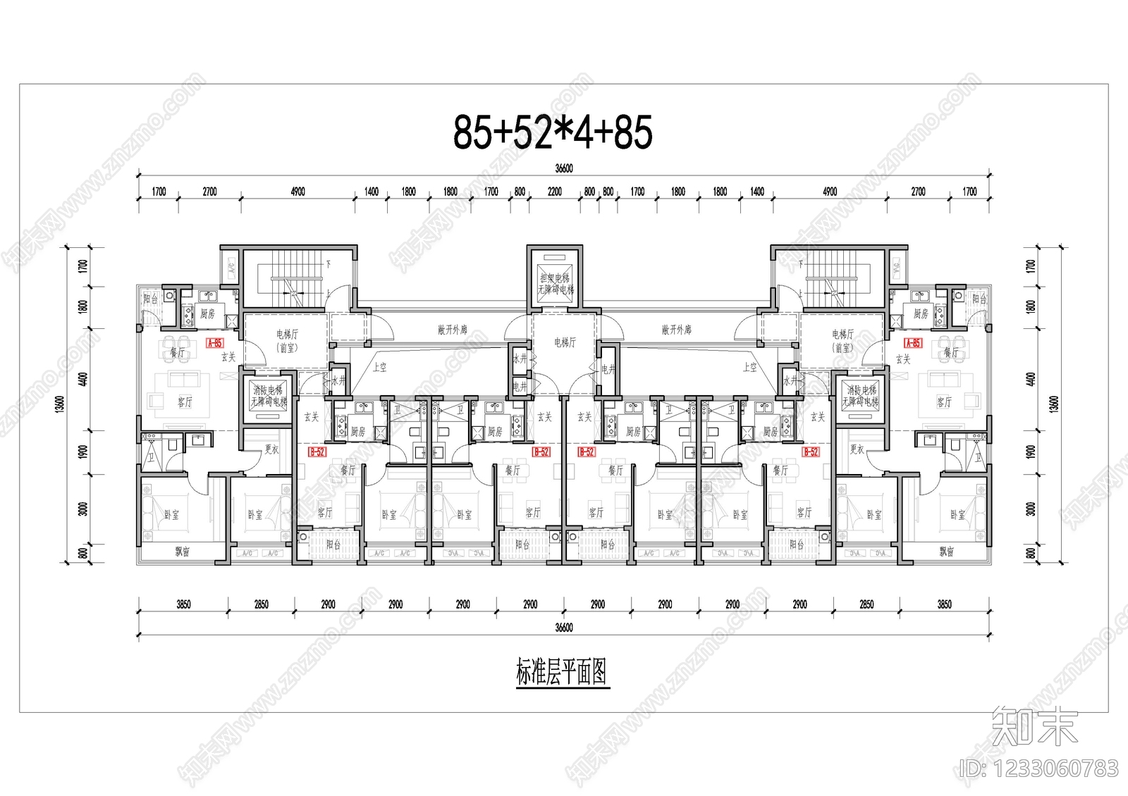 公寓建筑cad施工图下载【ID:1233060783】