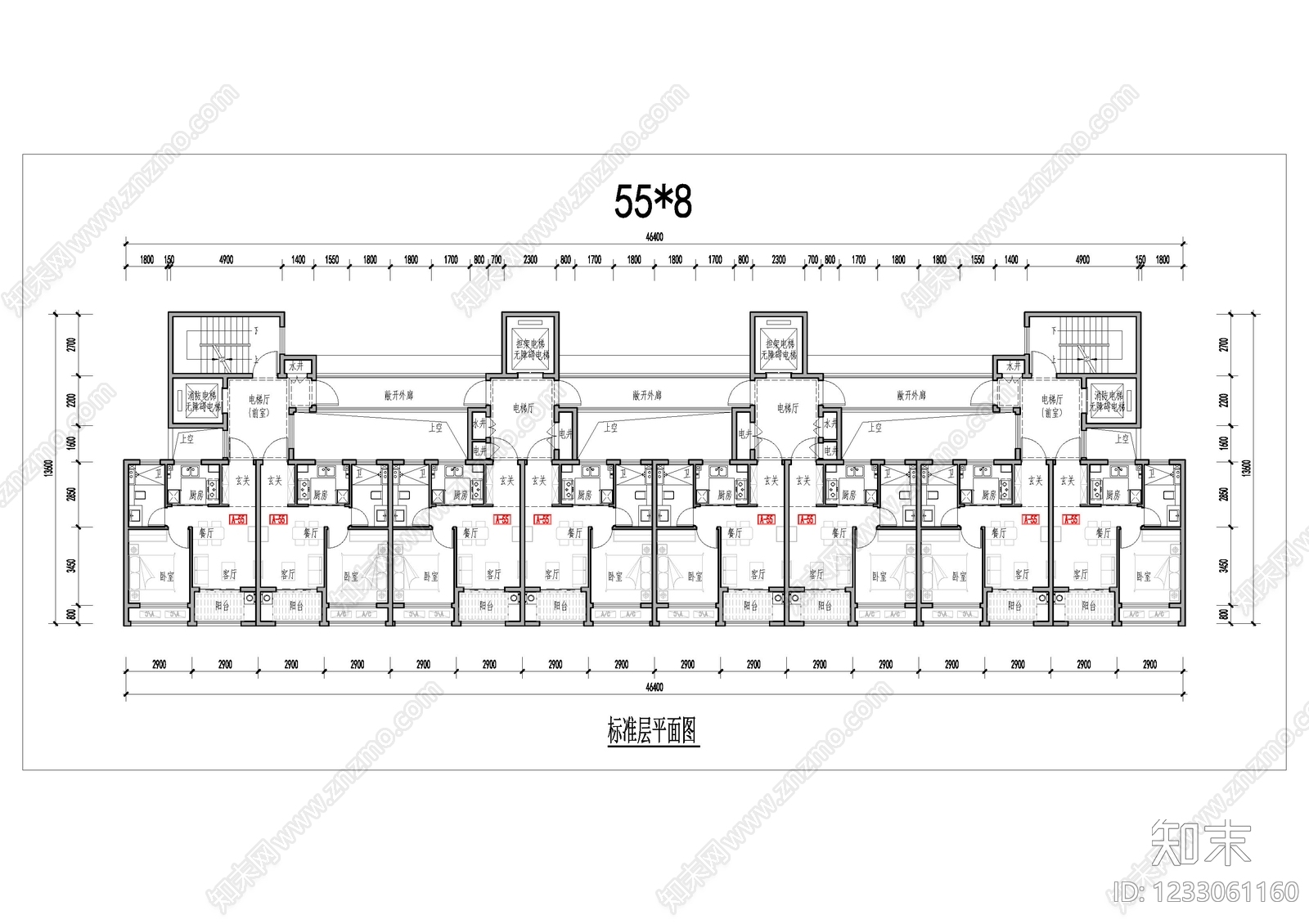 公寓建筑cad施工图下载【ID:1233061160】