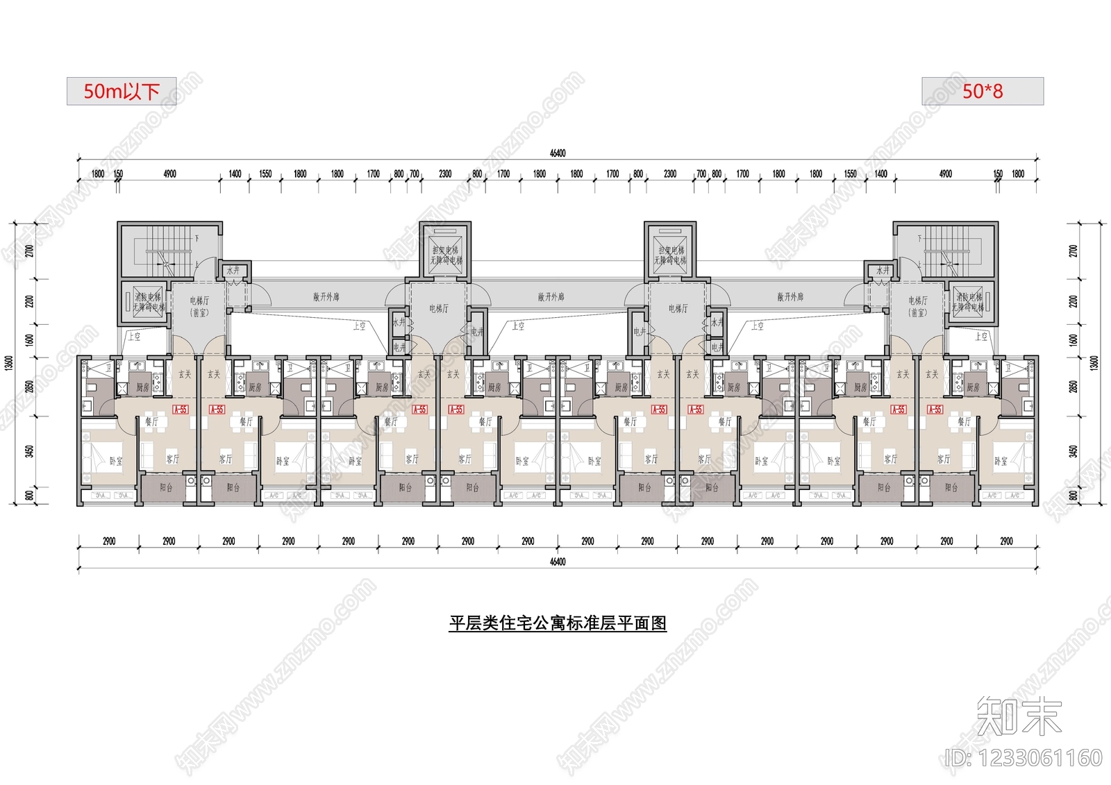 公寓建筑cad施工图下载【ID:1233061160】