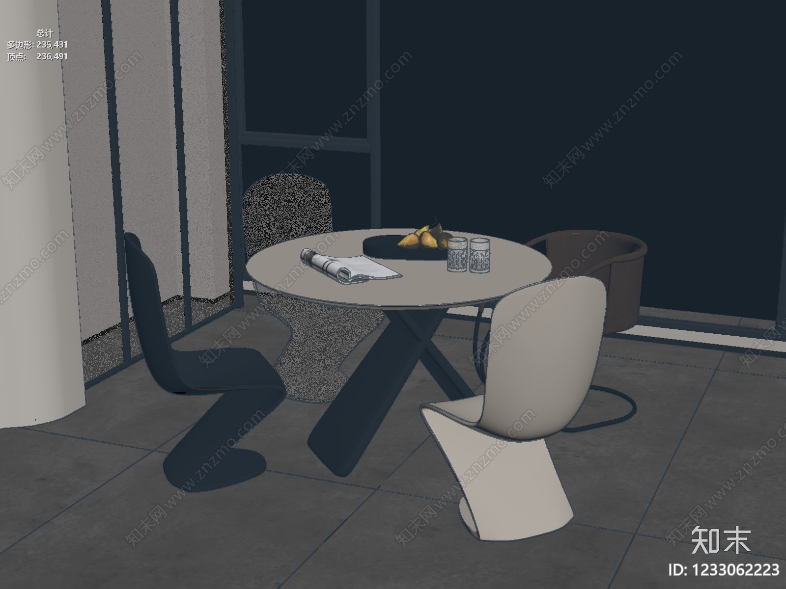 意式极简餐桌椅3D模型下载【ID:1233062223】