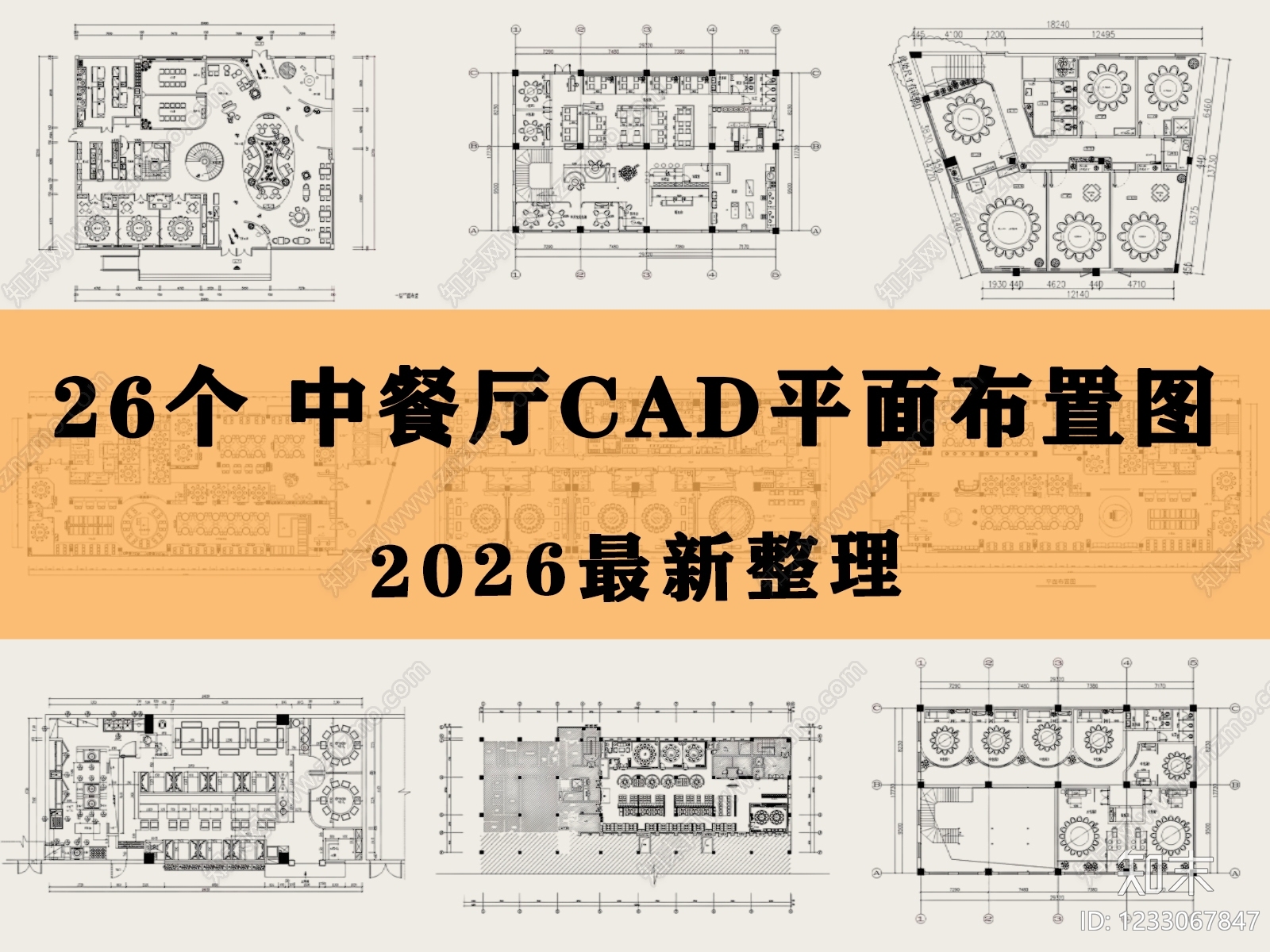 中餐厅cad施工图下载【ID:1233067847】