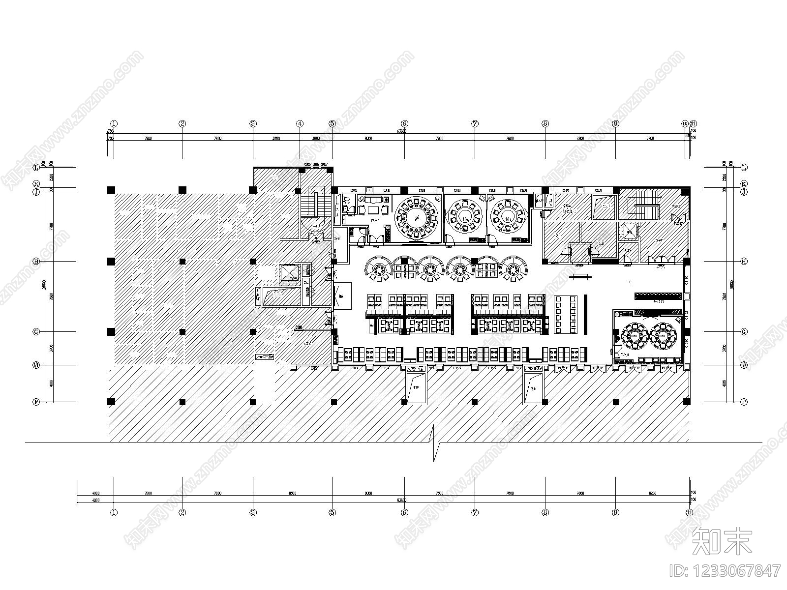 中餐厅cad施工图下载【ID:1233067847】