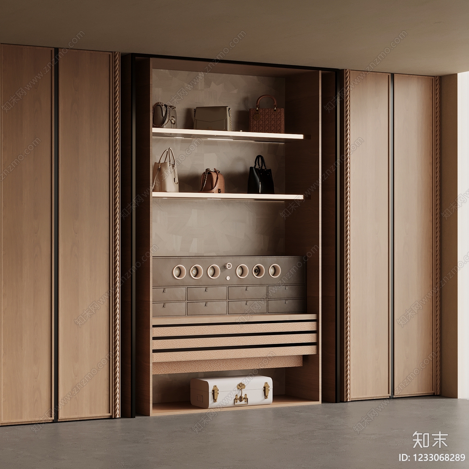 意式极简衣柜3D模型下载【ID:1233068289】