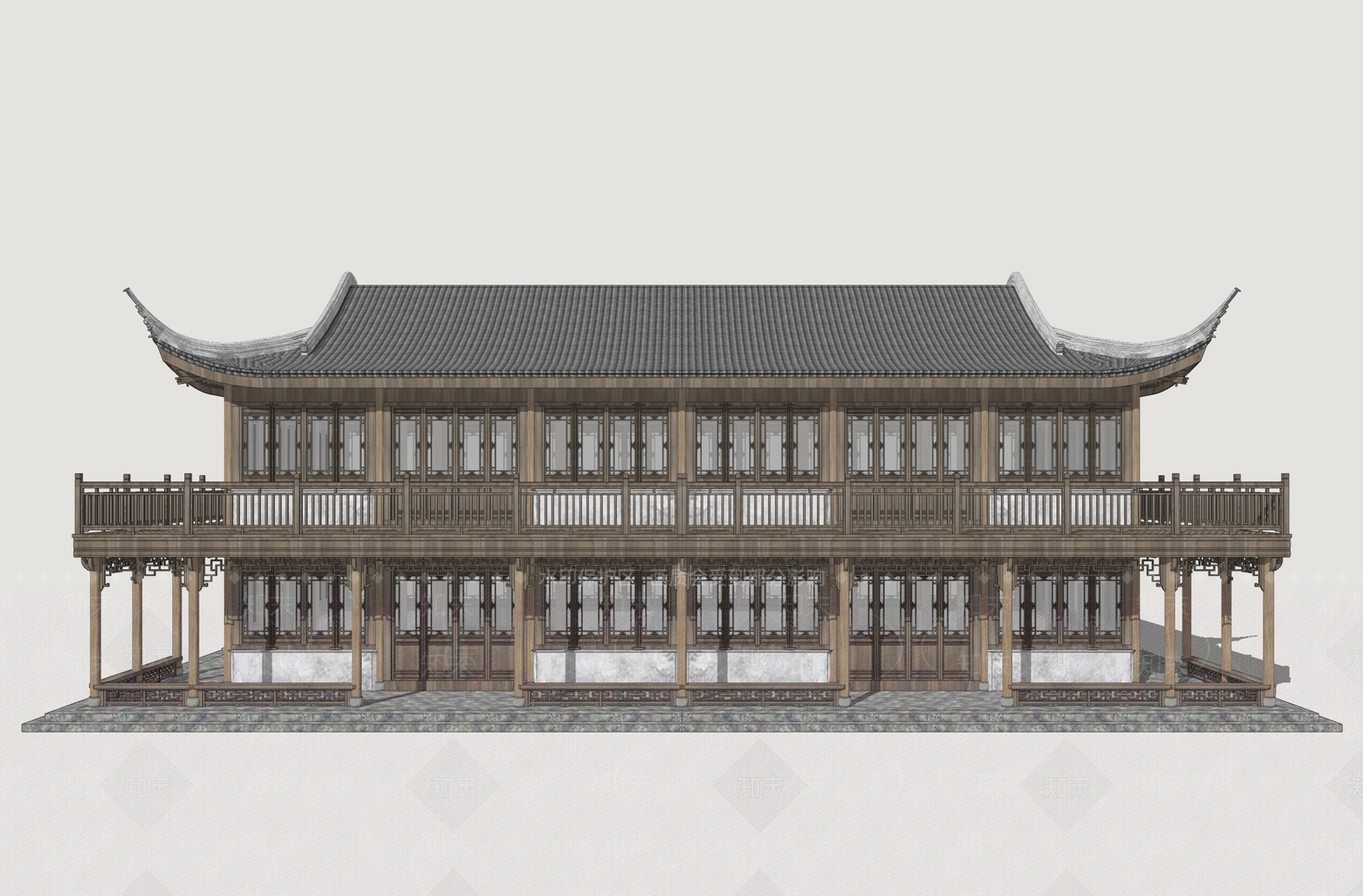 中式古建古建筑SU模型下载【ID:1233070005】