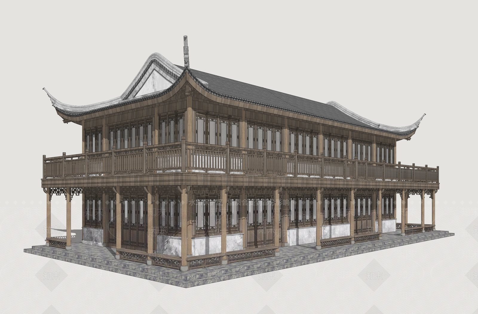 中式古建古建筑SU模型下载【ID:1233070005】
