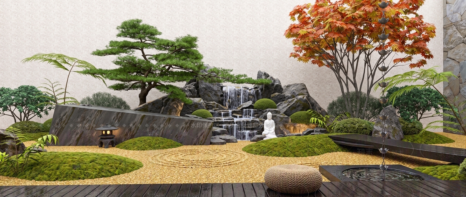 禅意别墅庭院SU模型下载【ID:1233077618】