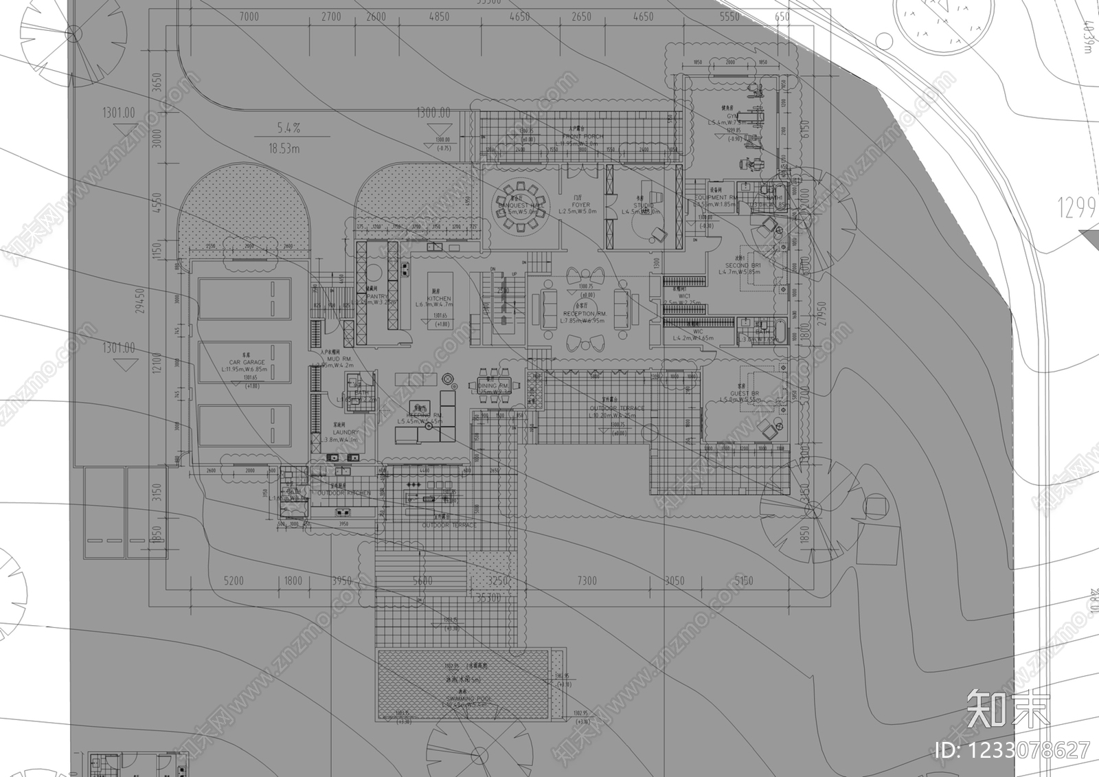 别墅建筑cad施工图下载【ID:1233078627】