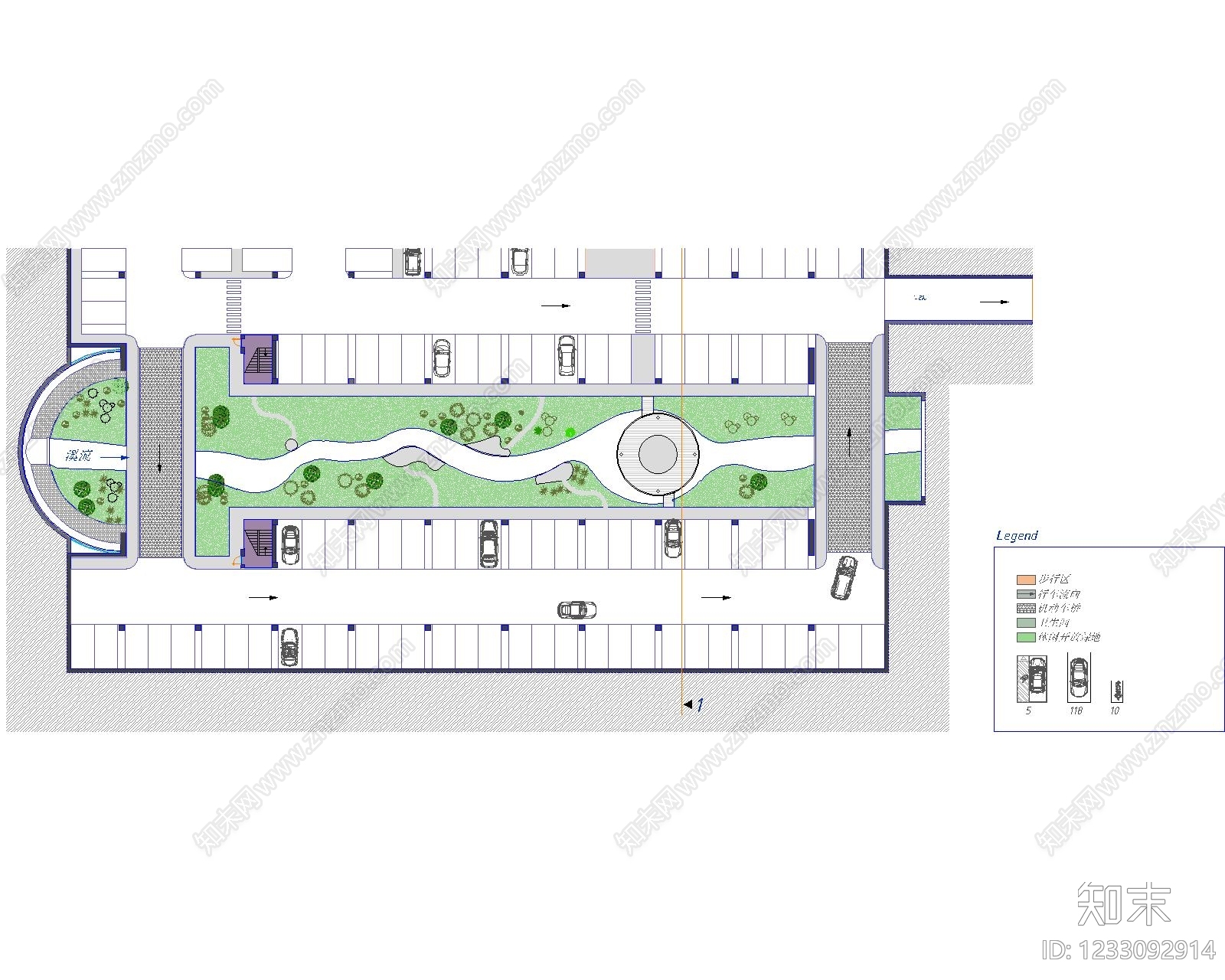 大型停车场景观cad施工图下载【ID:1233092914】