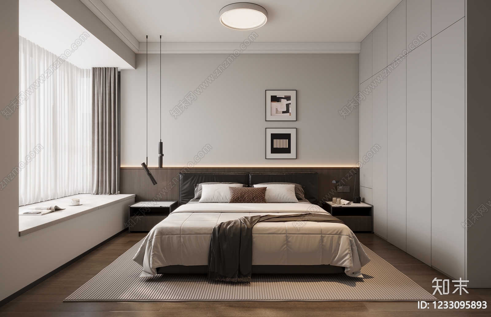 现代简约主卧3D模型下载【ID:1233095893】