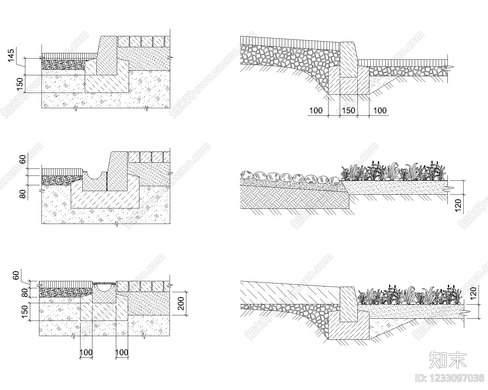 道路边坡与挡墙景观cad施工图下载【ID:1233097038】