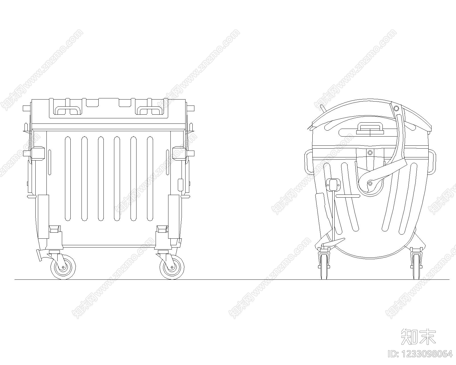 垃圾桶cad施工图下载【ID:1233098064】