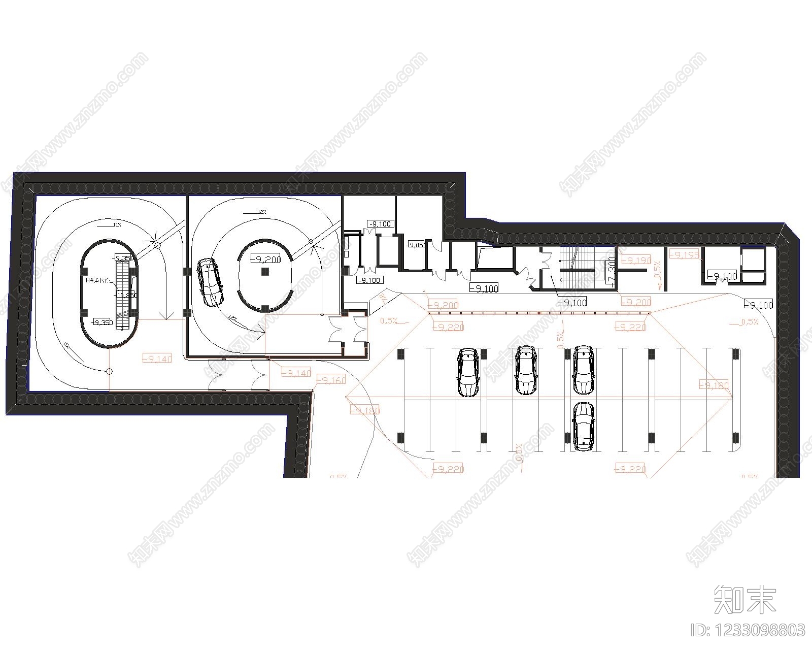 停车场cad施工图下载【ID:1233098803】