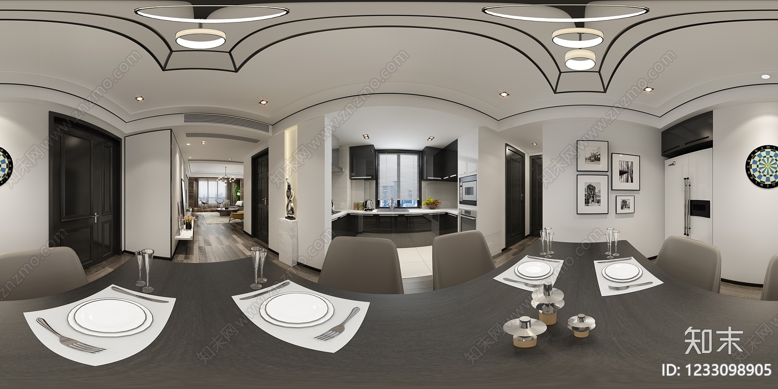 现代简约家居餐厅3D模型下载【ID:1233098905】