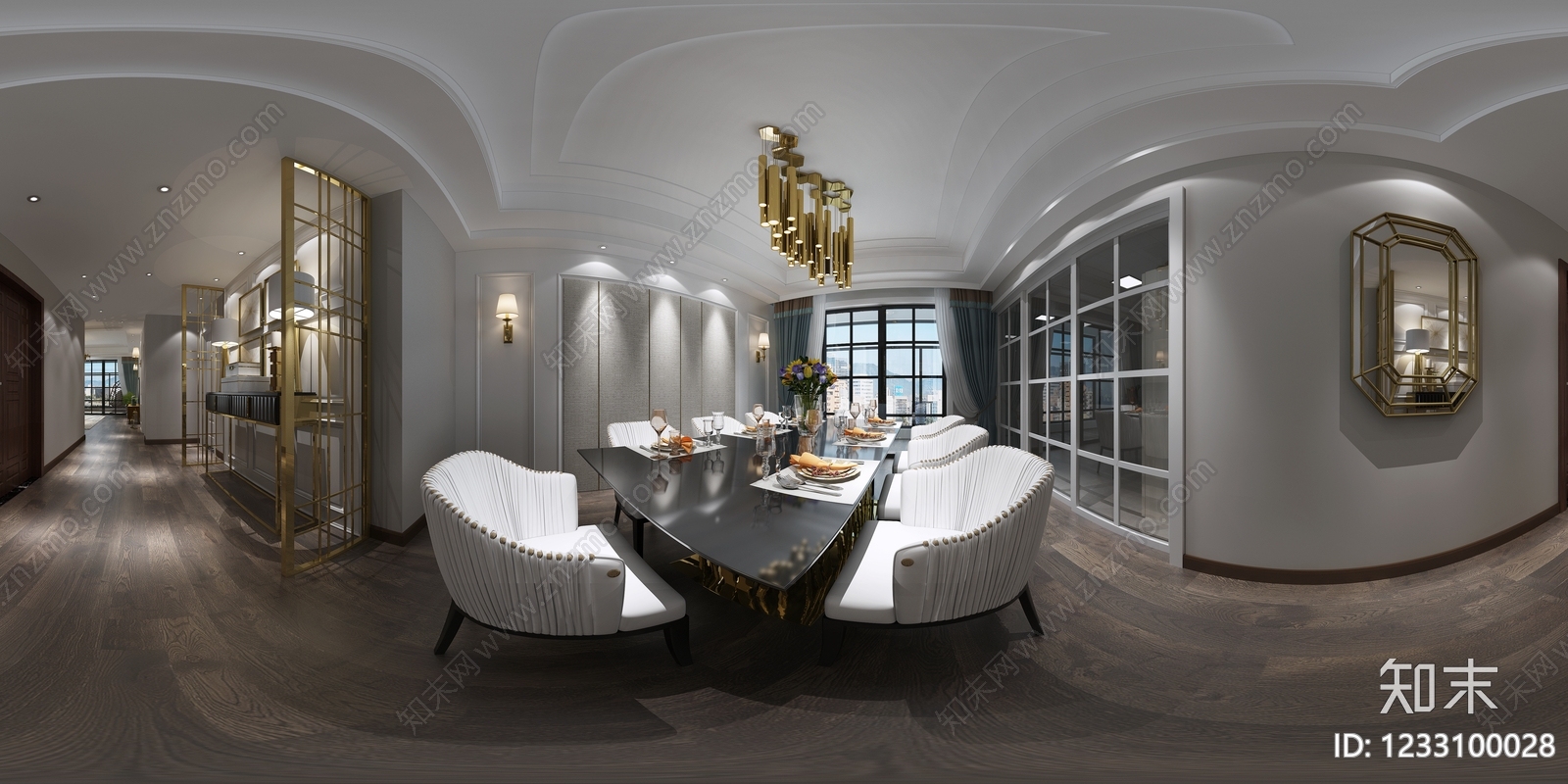轻奢家居餐厅3D模型下载【ID:1233100028】