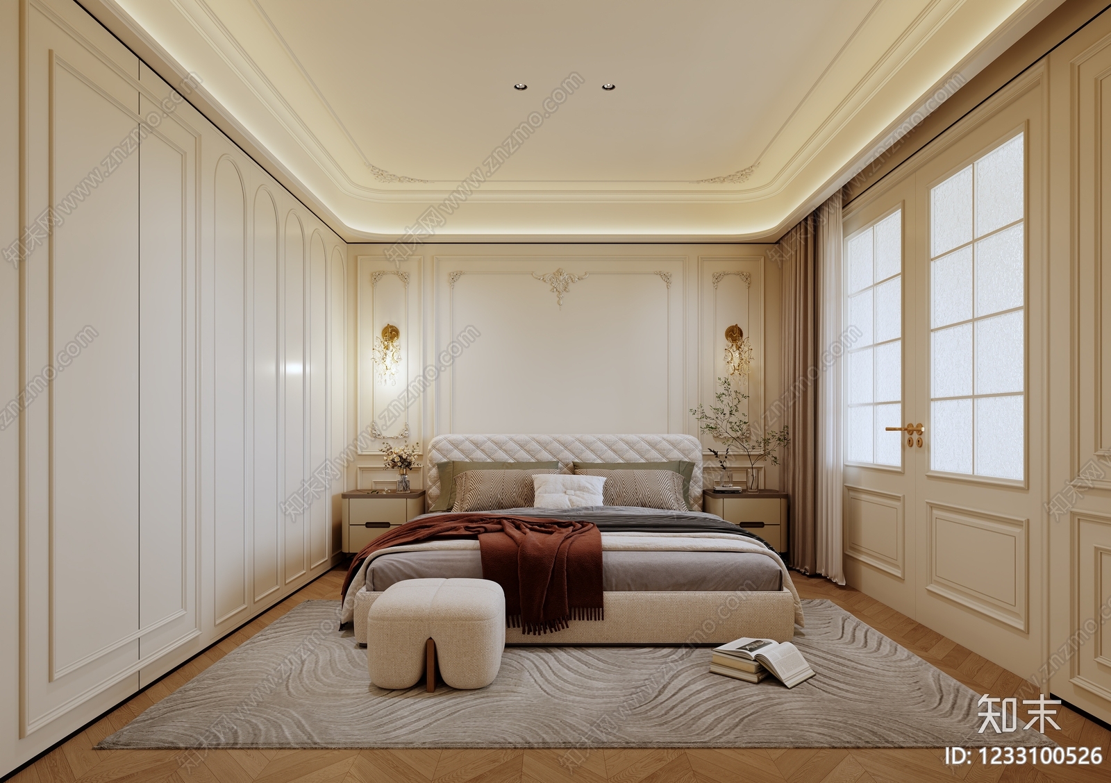 法式主卧3D模型下载【ID:1233100526】