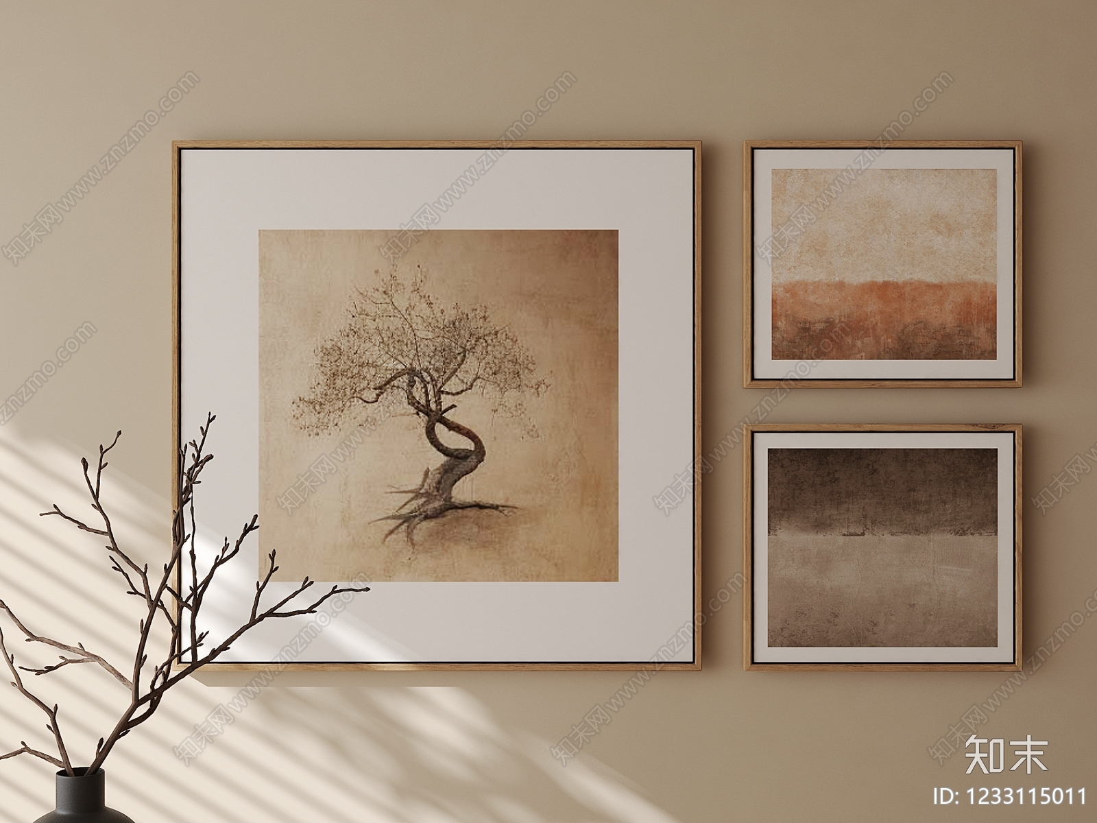 侘寂组合画3D模型下载【ID:1233115011】