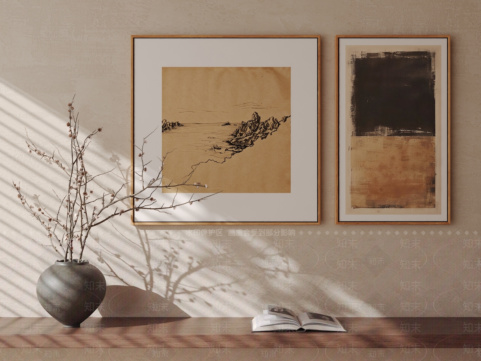 侘寂挂画组合SU模型下载【ID:1233117065】