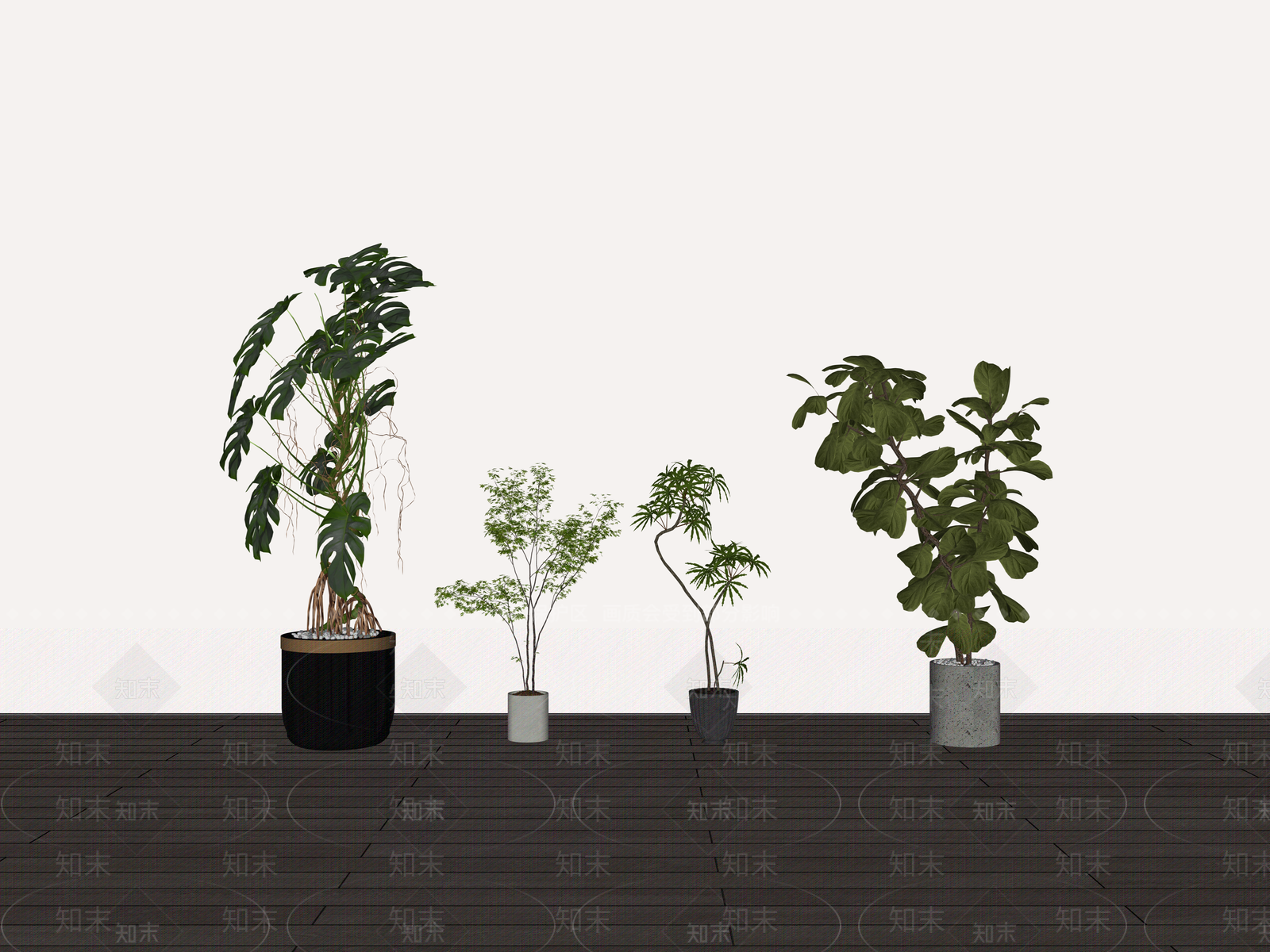 极简植物组合SU模型下载【ID:1233128641】