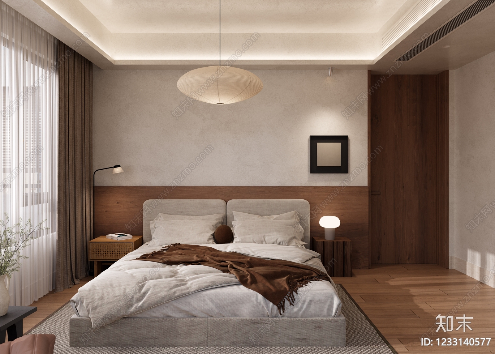 侘寂主卧3D模型下载【ID:1233140577】