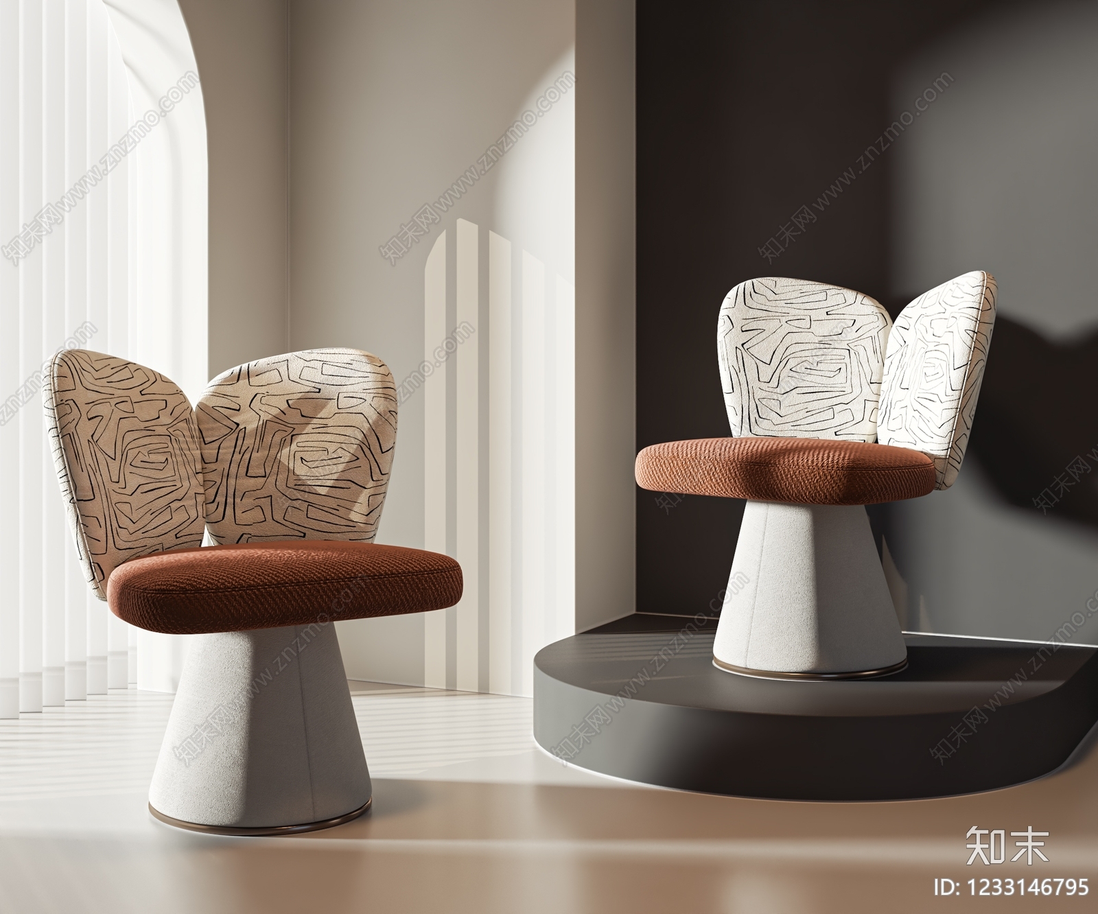 现代休闲椅3D模型下载【ID:1233146795】