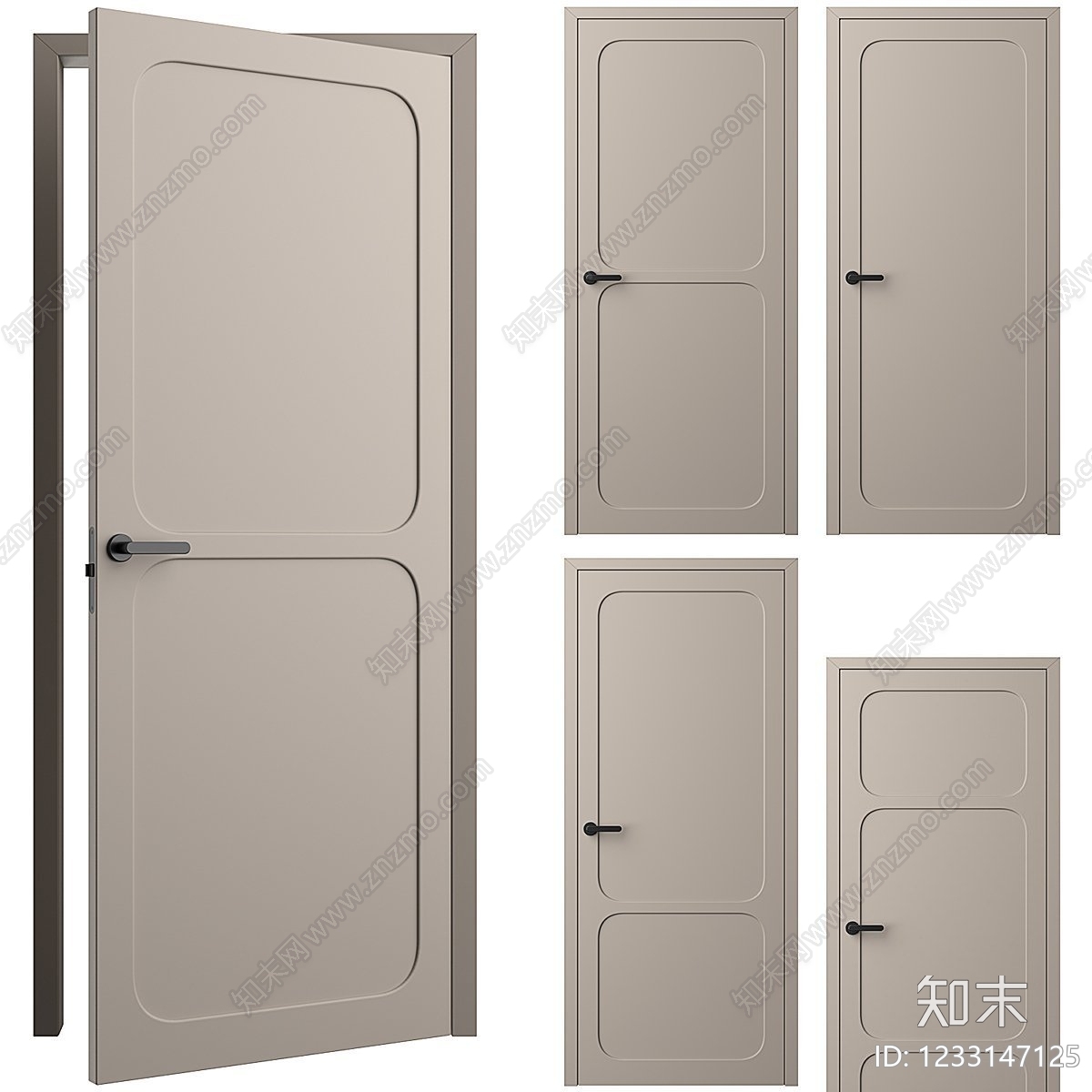 现代简约平开门3D模型渲染效果图