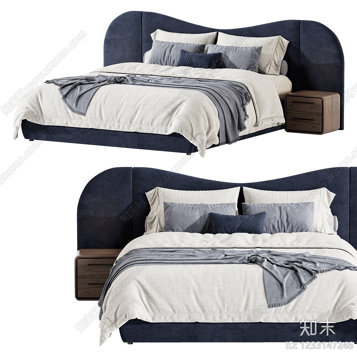 意式极简床品3D模型下载【ID:1233147246】