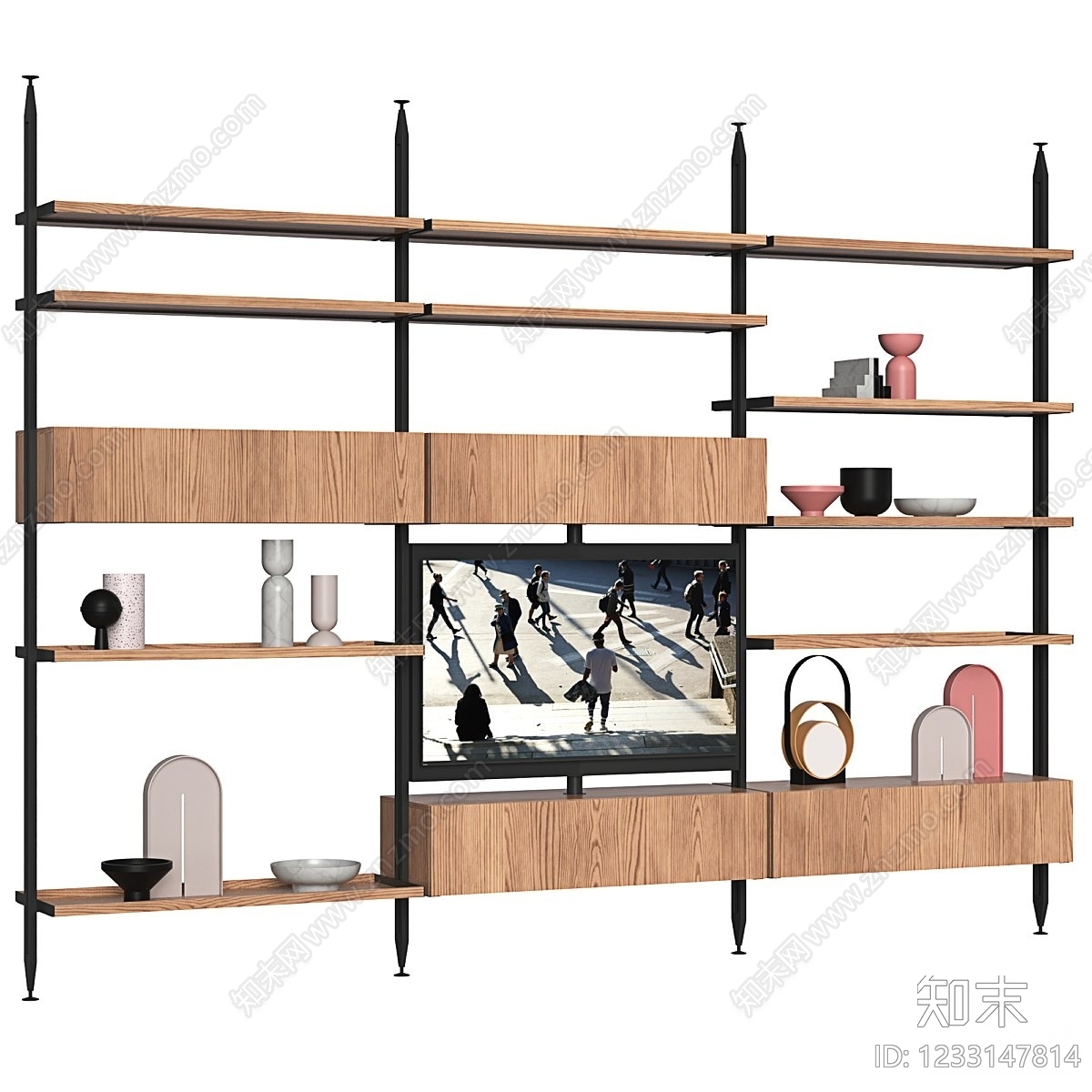 现代简约电视背景墙3D模型下载【ID:1233147814】