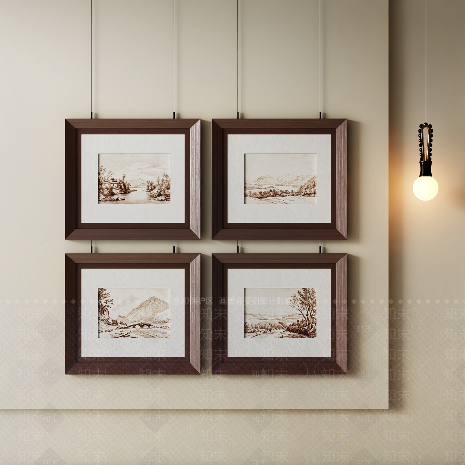 中古风挂画SU模型下载【ID:1233148538】