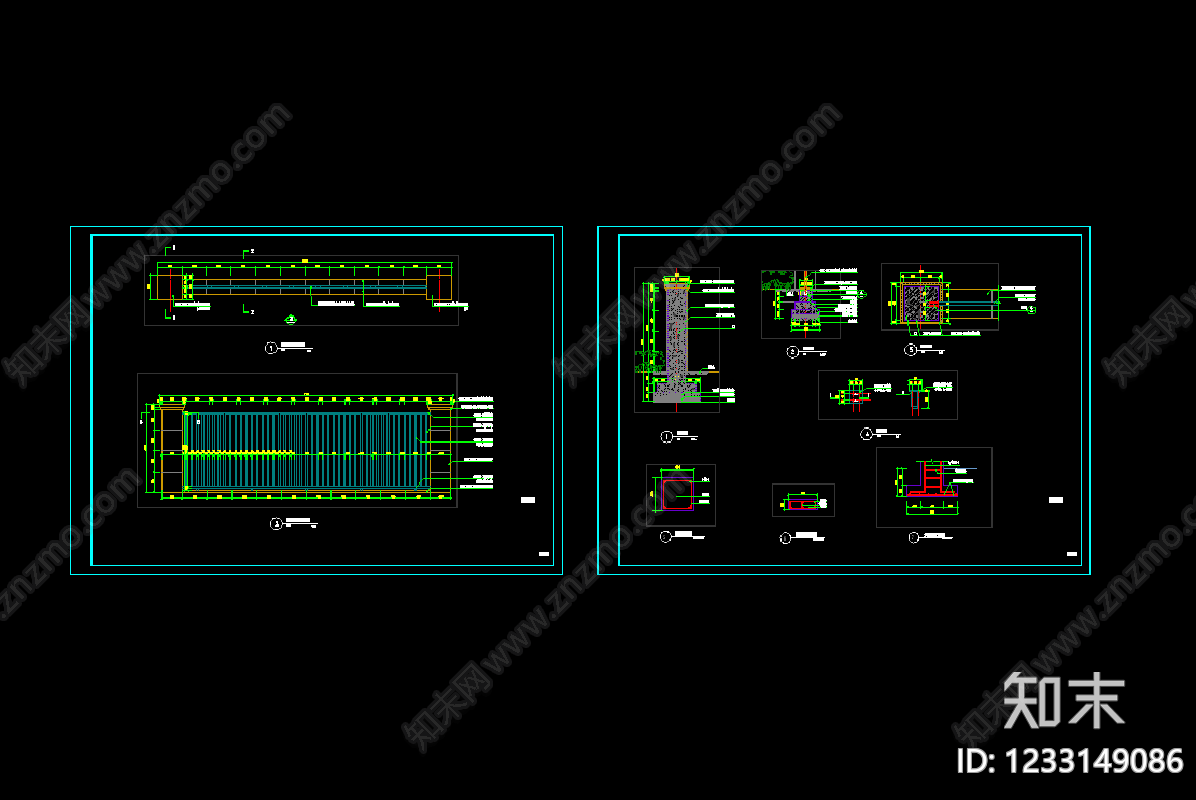 围墙cad施工图下载【ID:1233149086】