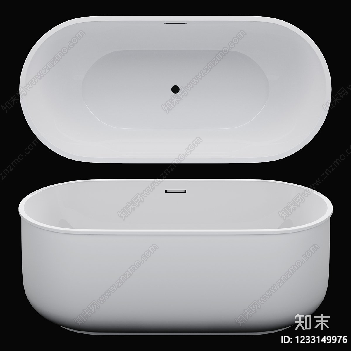 极简浴缸3D模型渲染效果图