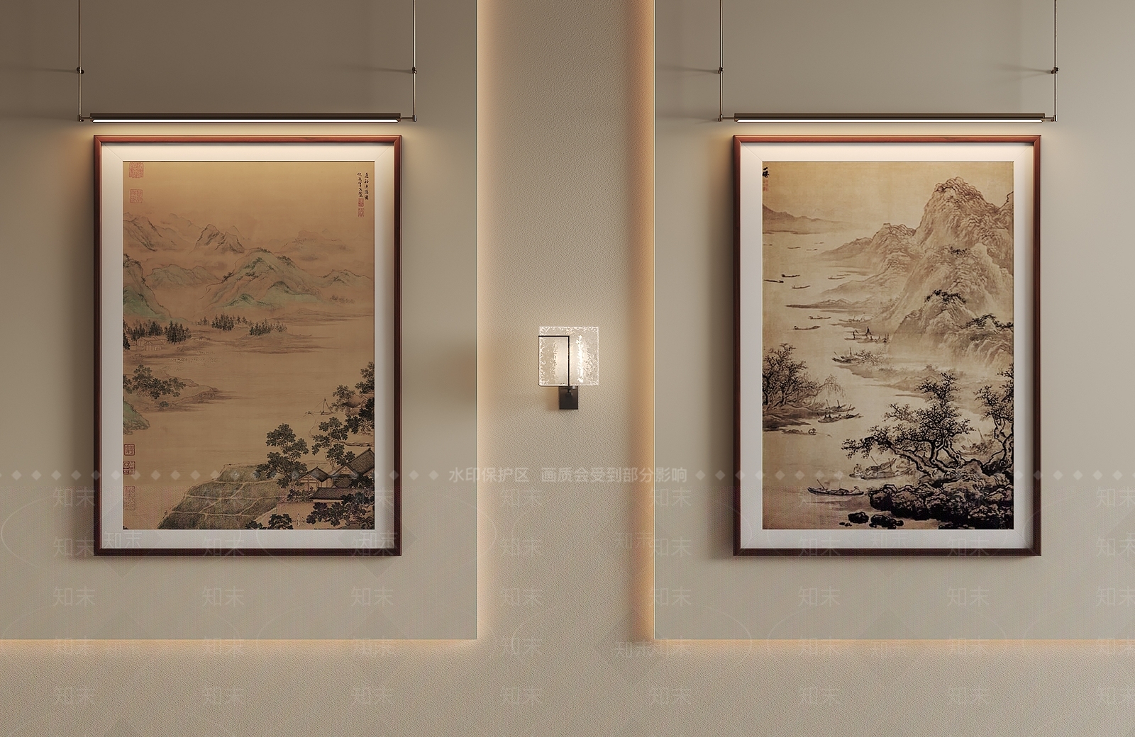 新中式挂画SU模型下载【ID:1233150030】
