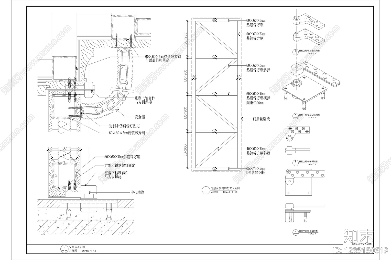 入户门cad施工图下载【ID:1233150619】