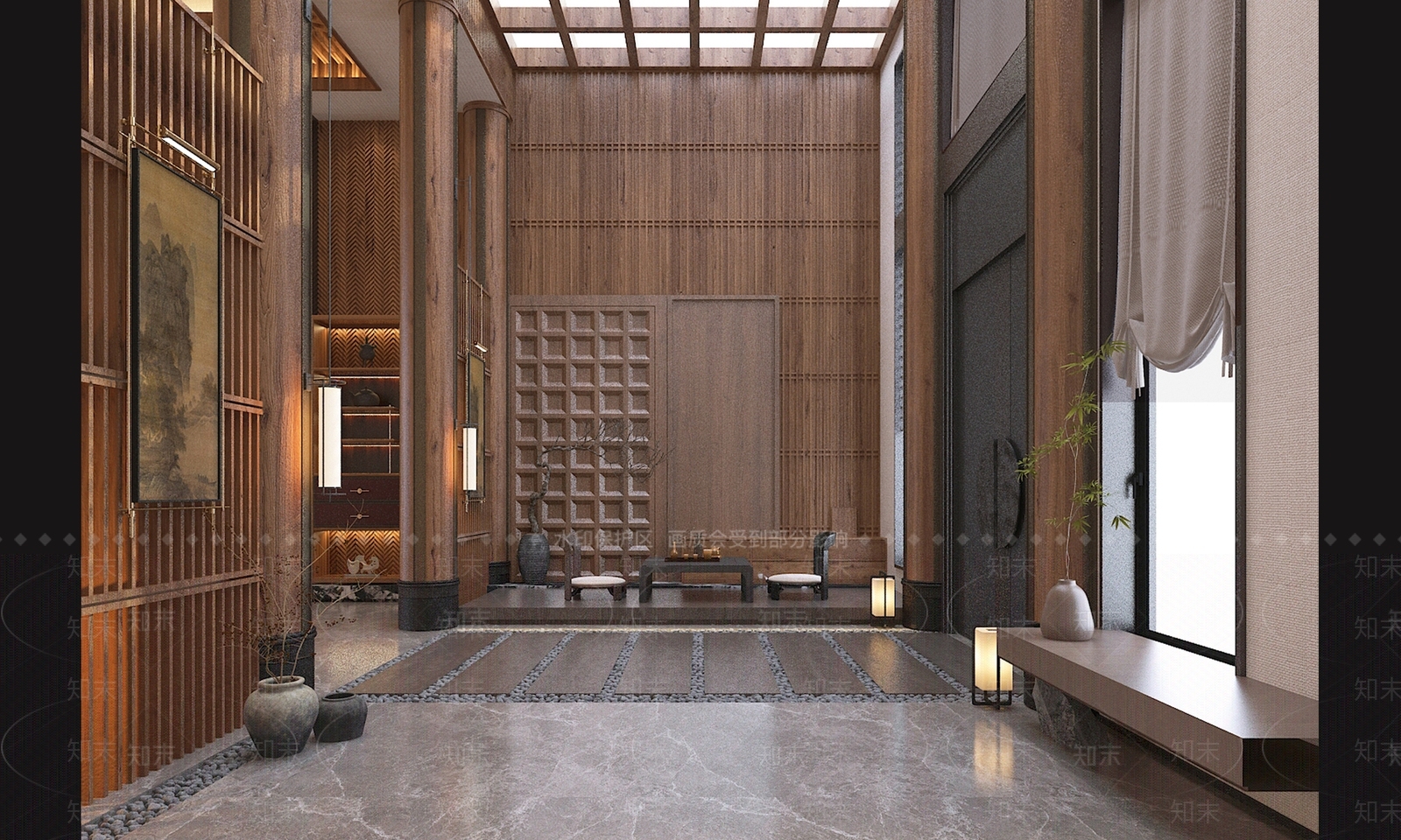 新中式酒店大堂3D模型下载【ID:1233151411】