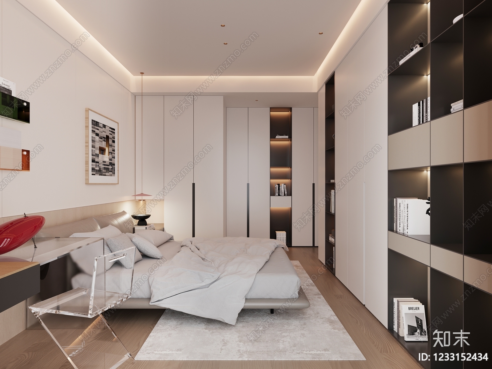 现代简约主卧3D模型下载【ID:1233152434】