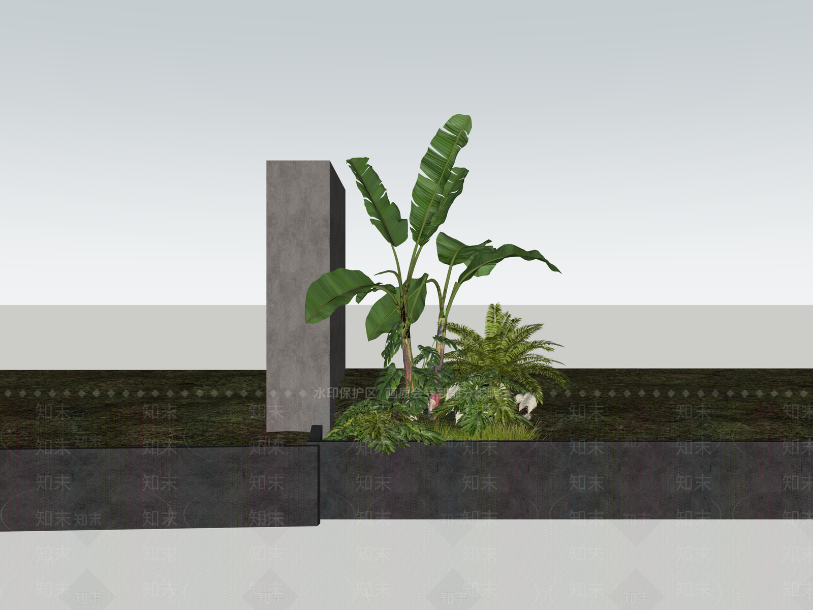 现代主义植物组合SU模型下载【ID:1233152574】