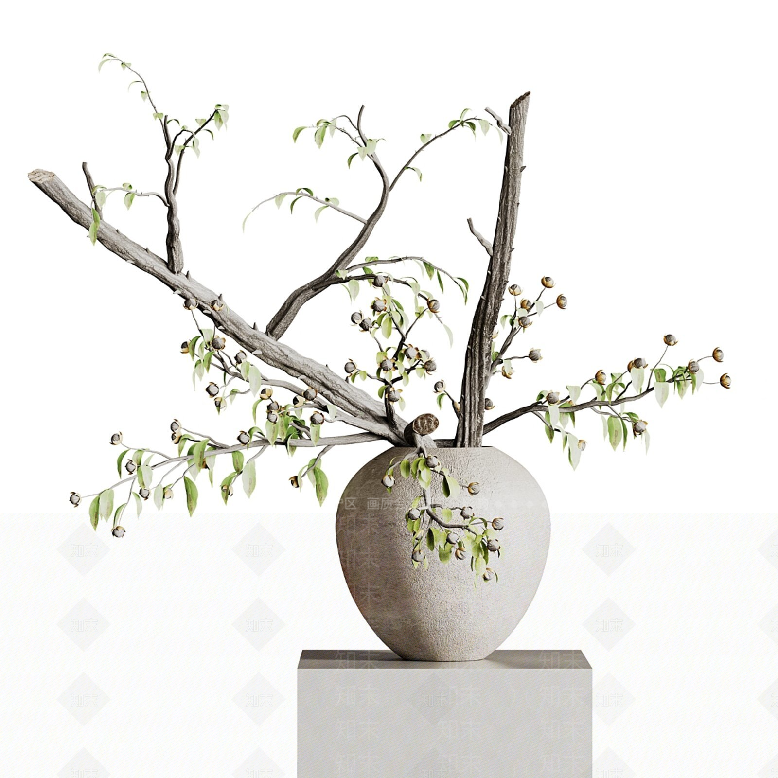 侘寂花艺SU模型下载【ID:1233153422】