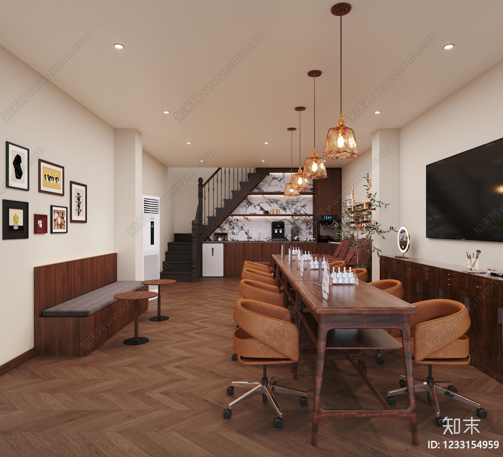 中古风美甲店3D模型下载【ID:1233154959】