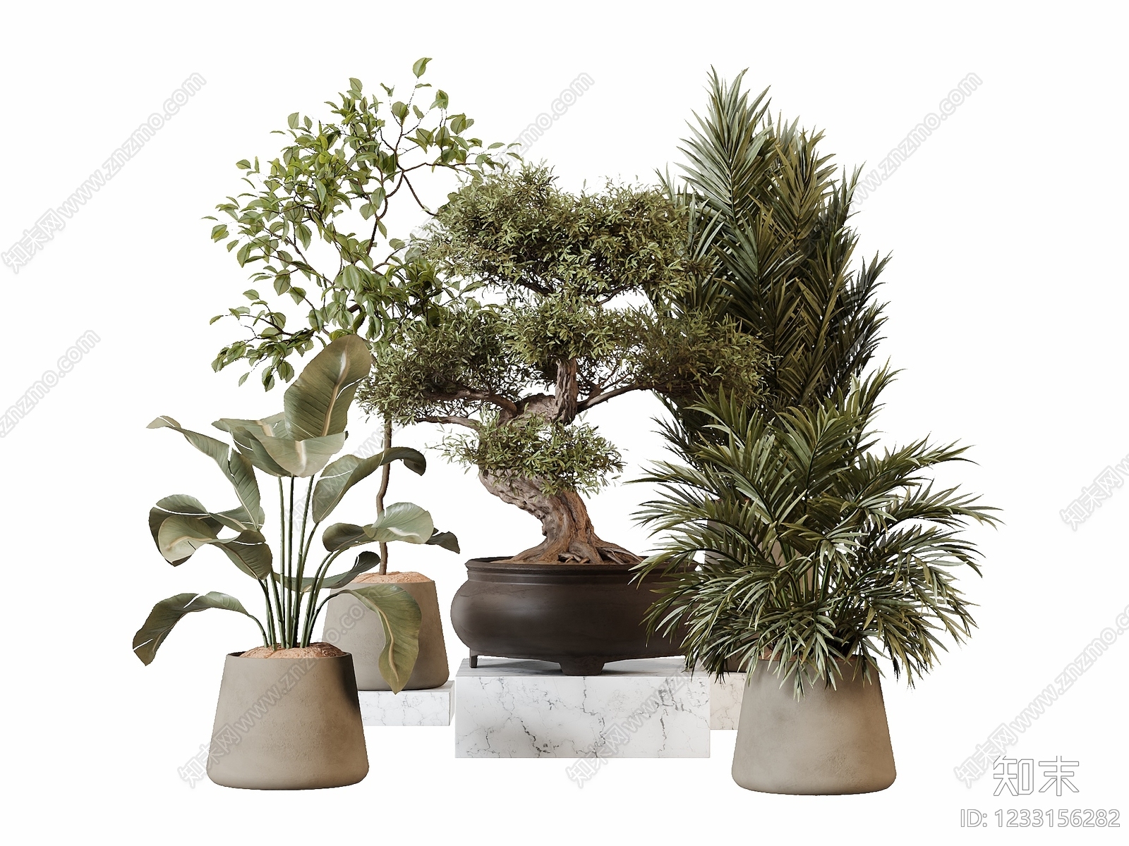 新中式盆景3D模型下载【ID:1233156282】