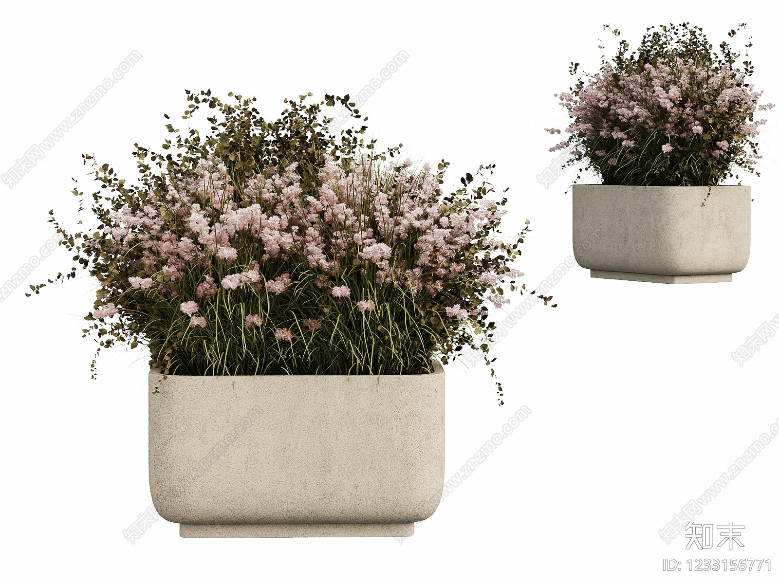 现代简约花草组合3D模型渲染效果图