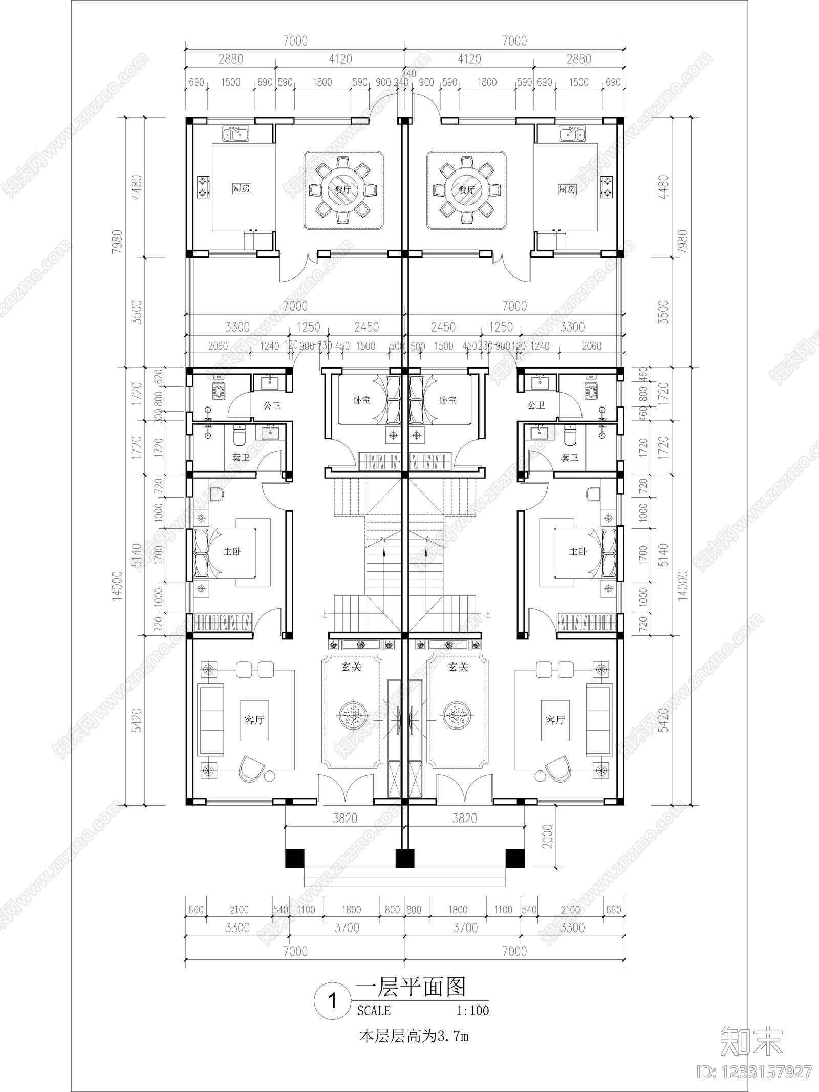 低层住宅cad施工图下载【ID:1233157927】