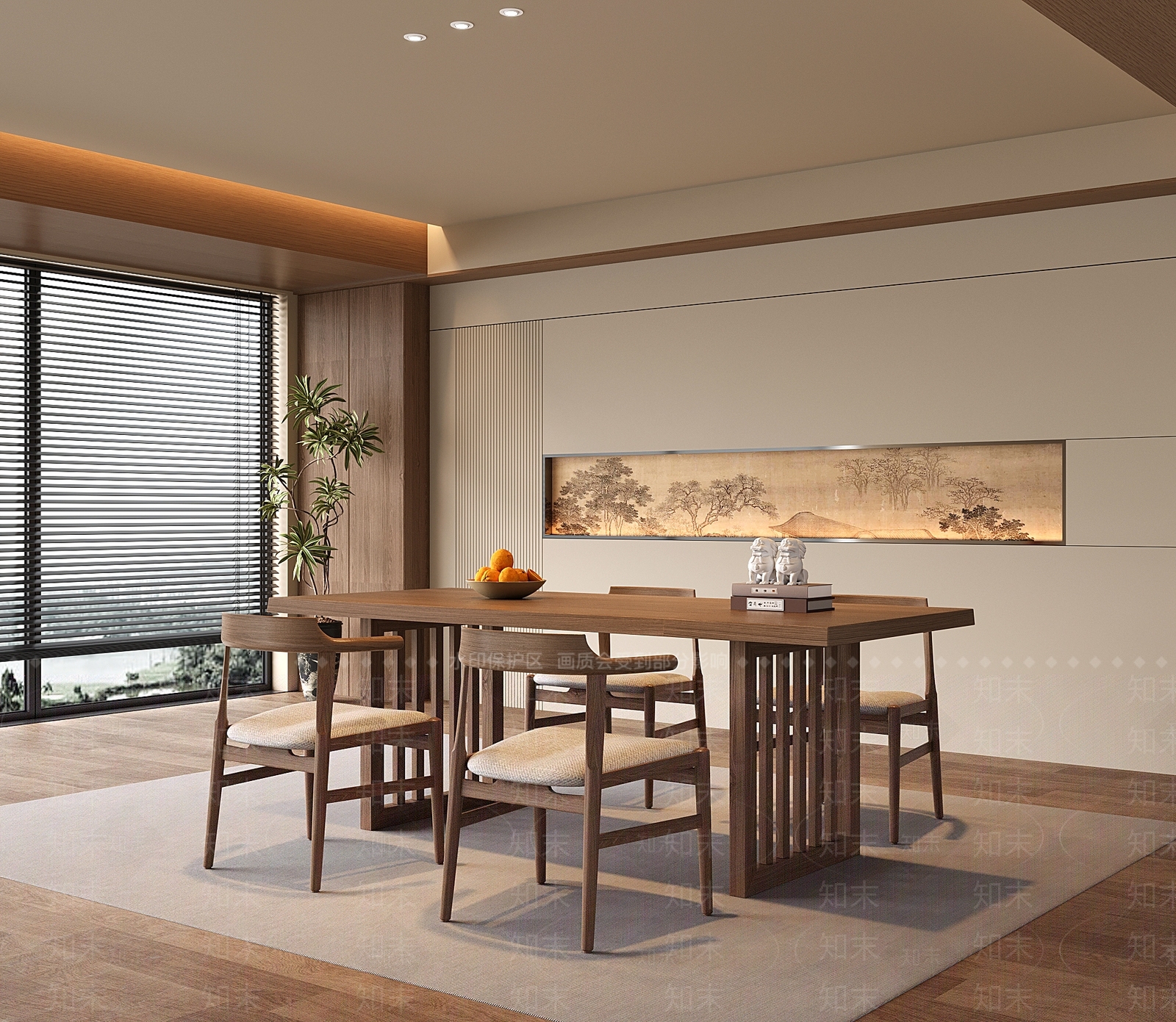 新中式家居餐厅SU模型下载【ID:1233163462】