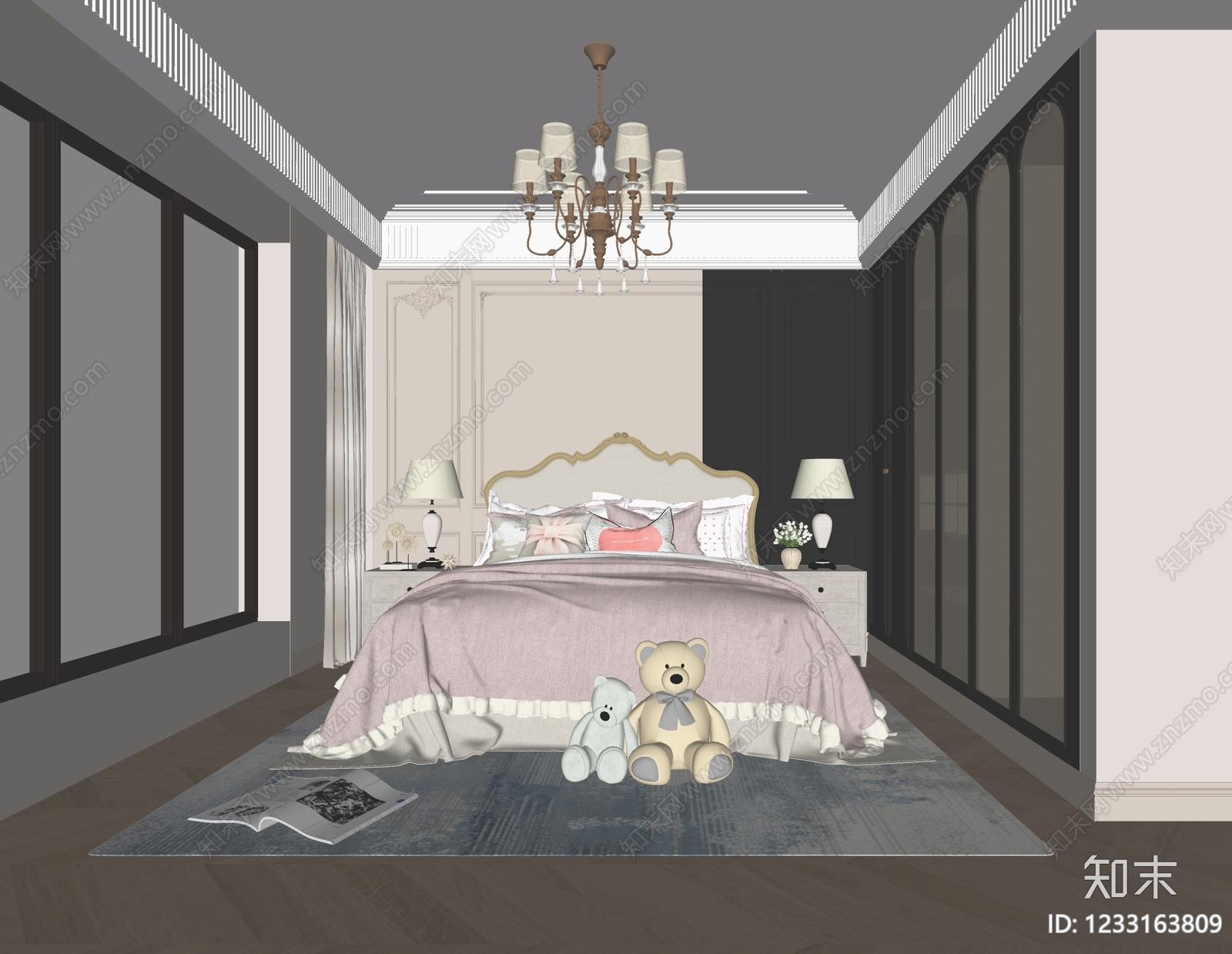 法式女孩房SU模型下载【ID:1233163809】