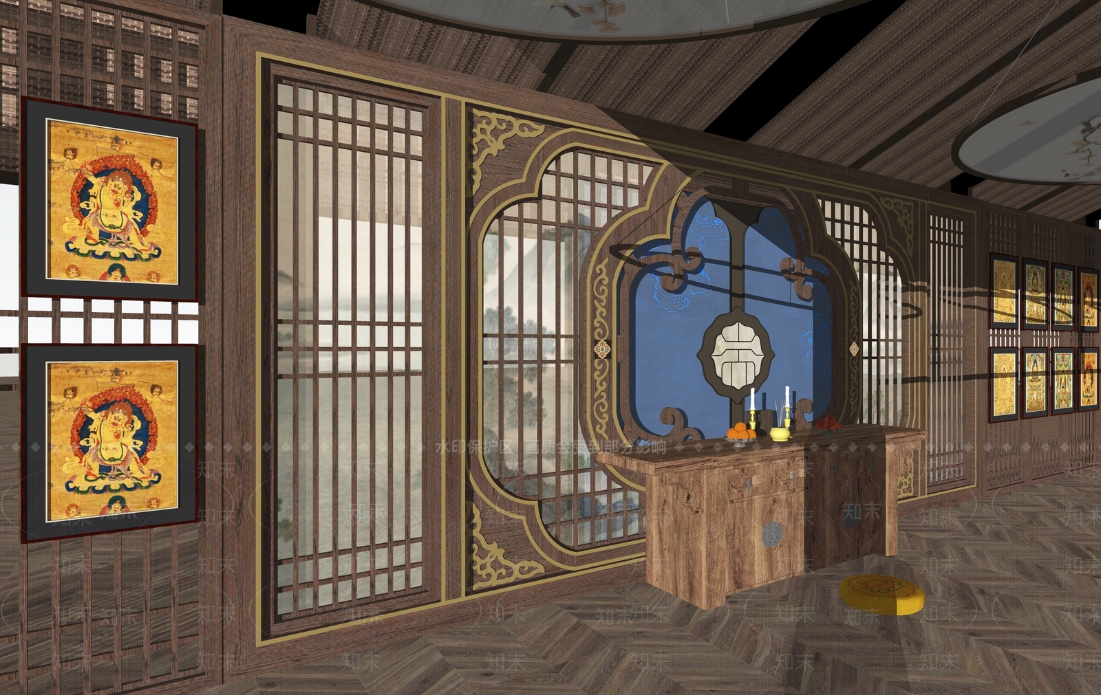 中式佛堂SU模型下载【ID:1233164014】